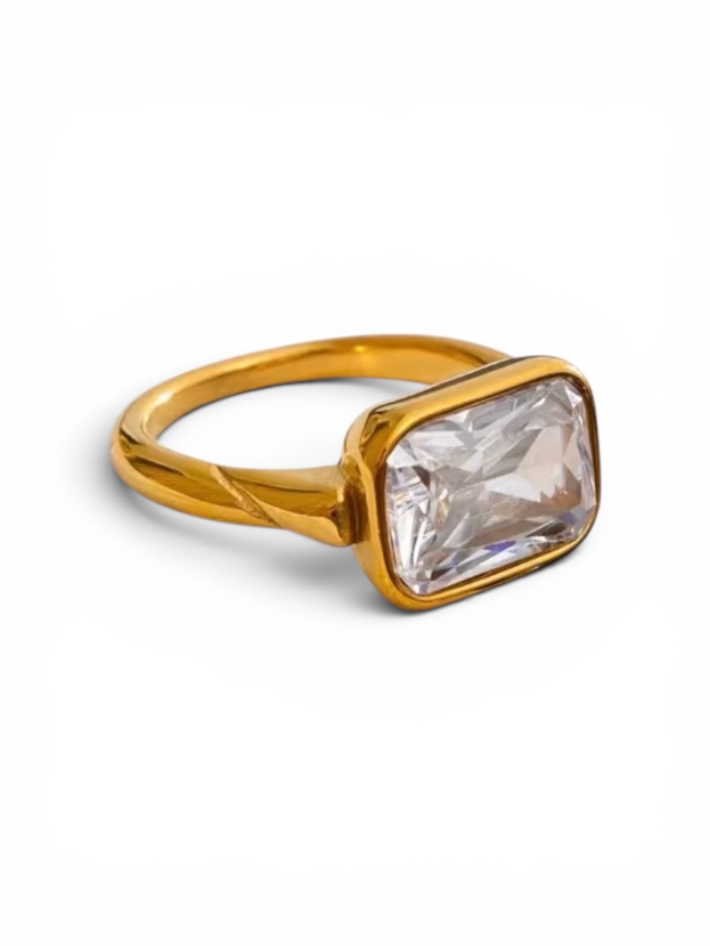 NWOT JCrew Gold-Plated Rectangle Cubic Zirconia Ring -  Size 7